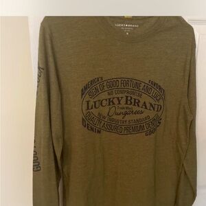 Lucky Brand Men's Graphic Olive Long Sleeve Tee